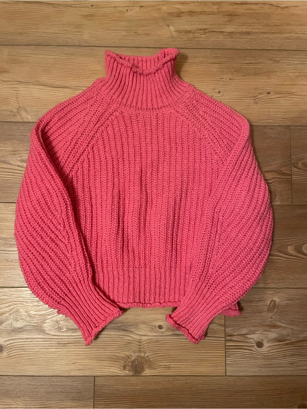 Jon & Anna Chunky Cropped Turtleneck Sweater - Coral